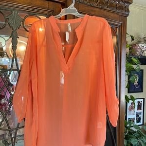 Bright orange sheer dress shirt
